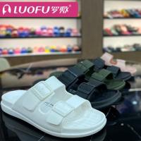 Best-selling 2023 New Fashion version LUOFU Luofu summer EVA slippers for women with non-slip bathing couples flat outer wear solid color thick-soled sandals