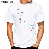 2019 TEEHUB Summer Fashion Flying Paper Cranes Birds Printed T Shirt Short Sleeve Popular Design Tops Novelty Tee|T-Shirts|   - AliExpress