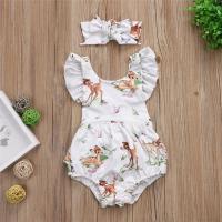 2PCS/Set Cute Summer Newborn Baby Girls Xmas Clothes Fly Sleeve Cartoon Deer Print Tutu Romper Jumpsuit+Headband Outfits Sunsuit  by Hs2023