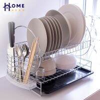 [⚡ส่งฟรี] Dish Racks [เงินคืน10% CCBFEB500] ที่คว่ำจาน 2 ชั้น พร้อมที่ใส่ช้อนส้อม ถาดรองน้ำ รูปตัว O รับน้ำหนัก 15 KG ชั้นวางจาน