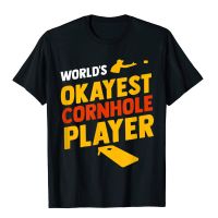 Cornhole Worlds Okayest Retro Bean Bag T-Shirt Tshirts Group Prevalent Cotton Tops Shirts Casual For Men