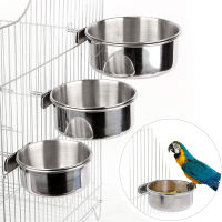 Parrot Feeding Cup Bird จานอาหารสแตนเลส Parrot Feeder กรงชาม Clamp สำหรับ atiel Budgies Parakeet