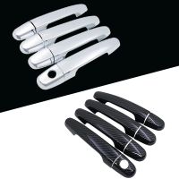 8Pcs Chrome/คาร์บอนไฟเบอร์สีดำด้านนอกมือจับประตูฝาครอบ ABS สติกเกอร์จัดแต่งทรงผมอุปกรณ์เสริมสำหรับ Toyota Camry Corolla Prius Highlander Vios Yaris XP40 XP90 XP150 2002 ~ 2020