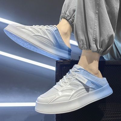 ∋∈☎  Canvas shoes half male summer breathable boy tide is thick recreational shoe bottom anti-slip pedal heelless lazy shoes