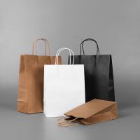 10/100pcs DIY Multifunction Paper Bag with Handles Festival Gift Wrapping Kraft Paper Packing Pocket Environmental Shopping Bags Gift Wrapping  Bags