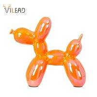 ลูกโป่งเคลือบเซรามิก Vlead รูปปั้นสุนัขสีส้มรูปปั้นสัตว์ประติมากรรมทำด้วยมือทองคำเศษห้องนั่งเล่นทันสมัยของตกแต่งโต๊ะ