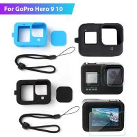 Protective Cover Set For GoPro Hero 9 10 Camera Silicone Cover Sleeve+Screen Protector Steel Film Camera Accessories