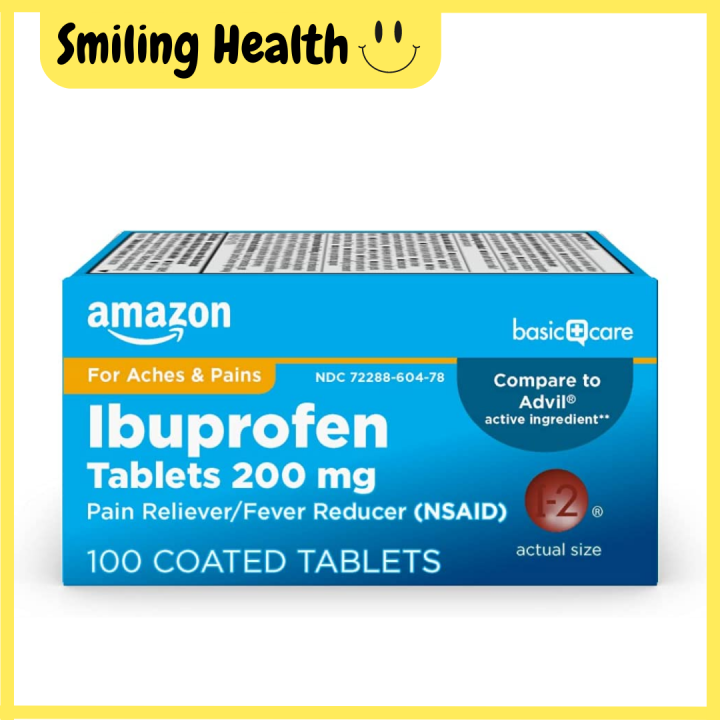 Basic Care Ibuprofen 200 mg Fever Reducer (100 Coated Tablets