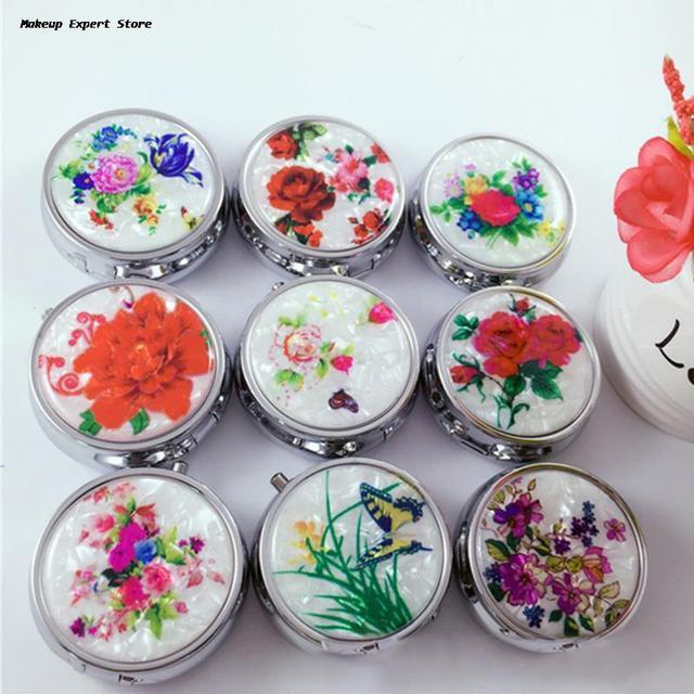 yf-1pc-metal-pill-box-with-mirror-weekly-travel-medicine-holder-tablet-storage-case-flower-print-organizer-for-business