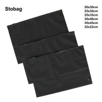 StoBag 50pcs Black Frosted Clothes Packaging Zipper Bags Ziplock Shirt Storage Sealed Travel Organizer Reusable Pocket Pouches Food Storage Dispensers