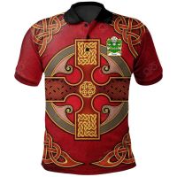 2023 NEW Style Einion AP Caradog Welsh Family Crest Polo Shirt - Vintage Celtic Cross Redsize：XS-6XLNew product，Can be customization