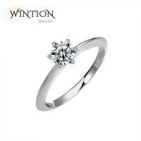 WINTION แหวนมอยส์ซอไนต์เงิน0.5กะรัต925สำหรับผู้หญิงแหวนแต่งงานสีทองเครื่องประดับแฟชั่นง่าย