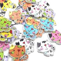 【YF】❣  10/50/100pcs Mixed buttons Printing cat Sewing Scrapbook decoration 2 Holes WB412