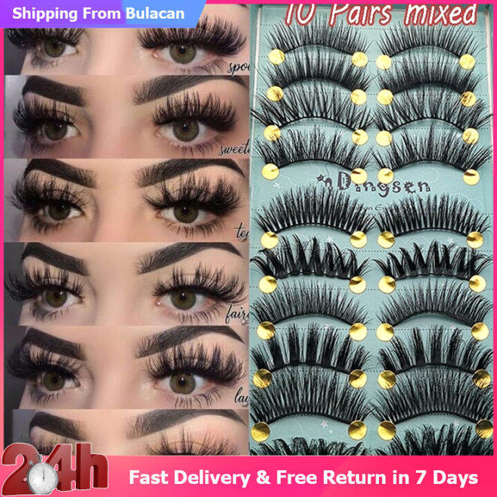 [Ready Stock+COD] 10 Pairs Mixed 3D Handmade Natural False Eyelashes