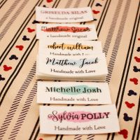 20x50mm Iron On Labels Cotton With Logo or Text Sewing Label tags for knitted things Custom Personalizada handmade teg gift tags Labels