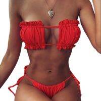 hotx 【cw】 Womens Pieces Swimwear Suit Strap-Free Backless   Panties