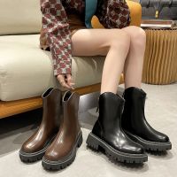 Caohuatang3 Sepatu BOOT Pendek สไตล์อังกฤษแบบบางสำหรับผู้หญิง,Sepatu BOOT Pendek เพิ่มความสูงด้านใน2023ต้นฤดูใบไม้ร่วงฤดูหนาว Bootscaohuatang3มาร์ติน