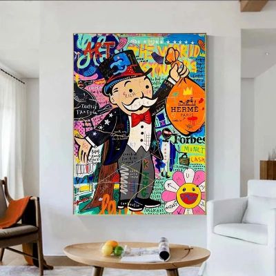 【CW】 Alec Monopoly Canvas Poster Graffiti Wall Money Print Paintings The is Hanging Pictures