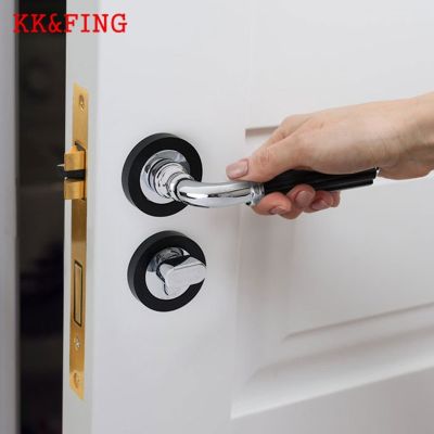 KK &amp; FING ชุดล็อกประตูแยกสังกะสีผสมสีดำทองเงียบภายในห้องนอนห้องน้ำอุปกรณ์เหล็กเครื่องตกแต่งบ้านล็อกประตูไม้