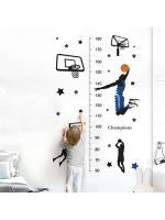 Basketball Player Shooting with Height Indicator Tape Ruler Sticker Growth Chart Adhesive for Measuring Kids Boys Girls