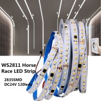 ไฟไล่ระดับ WS2811แถบไฟ LED 2835 SMD สำหรับใช้ในน้ำแถบไฟ LED พิกเซลระบุที่อยู่ได้การแข่งม้าควบคุมภายนอก DC24V 120 LED/m