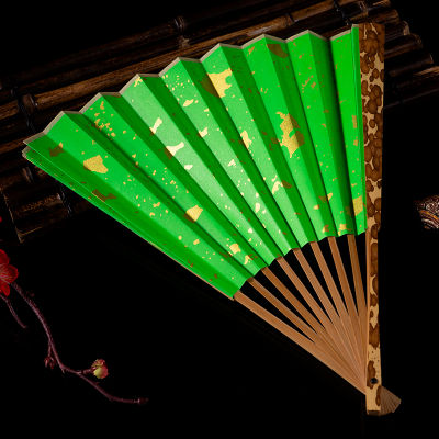 95 Inch Meifei Mottled Bamboo Fan Handmade Mottled Bamboo Meilu Fan Frame Xuan Paper Fan Surface Crafts Xiangfei Imperial Concubine Bamboo Folding Fan