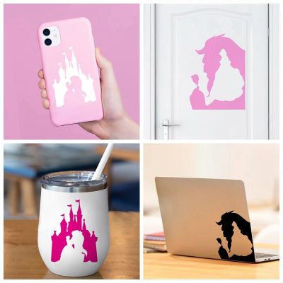 Beauty and Beast Vinyl Art Sticker Laptop Phone Bottle Cup Car Window Decals Decor Cute Cartoon Baby Girls Bedroom Wall Decal