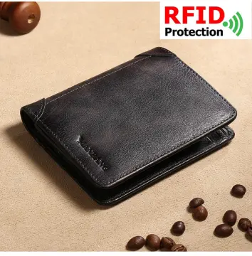 ManBang High Quality Genuine Leather Trifold Zipper Wallets for Men