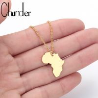 Chandler Hip Hop Africa Map Necklace Mama The Motherland Memory Jewelry Stainless Steel Long Chain Clavicle  Necklace Collars Fashion Chain Necklaces