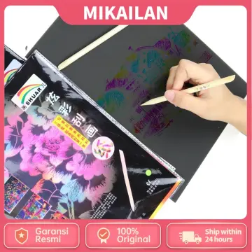 Scratch Paper Art Set,100 Sheet Rainbow Magic Scratch Paper for Kids Black SCR