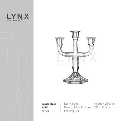 LYNX - Candle Stand 9133 - เชิงเทียนแก้ว เชิงเทียน 3 ขา ของตกเเต่งโต๊ะอาหาร ของตกแต่งบ้าน งานแต่งงาน งานหรูหรา