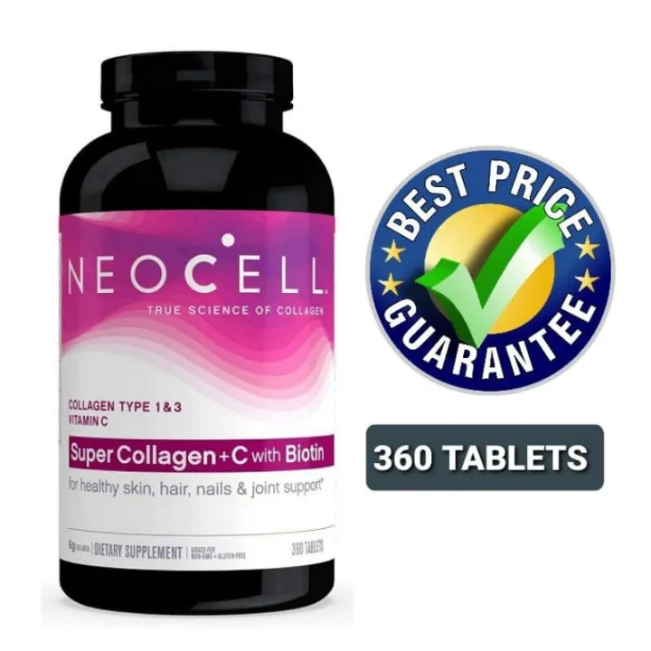 NeoCell Super Collagen Type 1 and 3 plus C and Biotin Tablets Bottle of