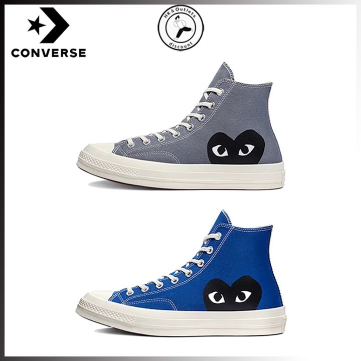 2023 【100% original】Converse high cut joint name Kawakubo Ling CDG  play1970s gray high-top blue high-top men and women casual canvas shoes |  