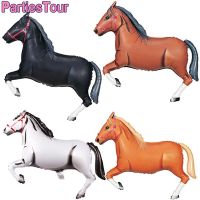 【A Great】1PcBrown BlackHorse ฟอยล์ Ballons ForCowboy HorseThemed Birthday Party Decor Horse Shaped Mylar บอลลูน