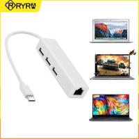 RYRA Type-c to 100M hub Network Card Type-c Docking Station suit for PC USB 2.0 3 Ports Hub Converter Free Drive Plug and Play USB Hubs