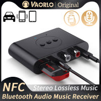 VAORLO ตัวรับสัญญาณ5.0บลูทูธ NFC U Disk RCA 3.5มม. AUX เครื่องส่งสัญญาณชุด USB รถยนต์สเตอริโอเพลงสเตอริโอตัวรับสัญญาณ WiFi พร้อมไมค์ HD สำหรับเครื่องขยายเสียงลำโพงในรถ