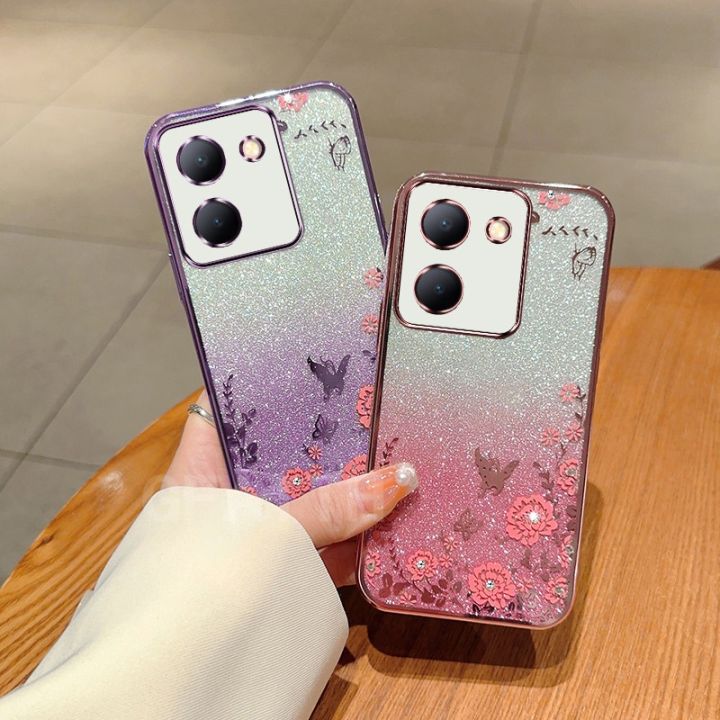 เคสใส่โทรศัพท์สต็อก-vivo-y27-y78-y36-5g-4g-y02t-y02-y02a-y22-y22-y35-2022-y16ใหม่เคสชุบโปร่งใสลายดอกไม้หรูหรา-vivoy78-vivoy27ที่มีการป้องกันเลนส์กระดาษเงา