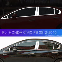 ประตูรถโครเมี่ยมดัดแปลงสำหรับ HONDA CIVIC 2012 2013 2014 2015 FB เสาตัดกระจกโครเมี่ยมแผ่นปิดเสาตรงกลางหน้าต่างแผ่นปิดสแตนเลสสตีล