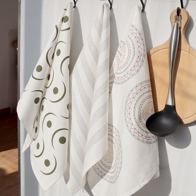 1Pc 50x70cm Geometric Printed Nordic Style Home Cotton Fabric Thick Tea Towel Kitchen Napkin