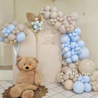 【LZ】✣  Cream Blue Beige Balloon Garland Arch Kit Kids Boy Baby Shower Decoration 1st Birthday Ballon Baptism Christening