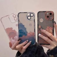 Ready Stock พร้อมส่งเคสโทรศัพท์มือถือลายเมฆสีใสสําหรับ Compatible For iPhone 13 12 11 Pro Max Se2023 X Xr Xs Max 7 8 6 6S Plus