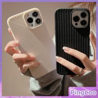 PingCoo - เคสไอโฟน11 Simple Case For iPhone 14 13 12 11 Plus Pro Max XR TPU Soft Case Woven Texture Solid Color Black White Case Camera Protection Shockproof Back Cover