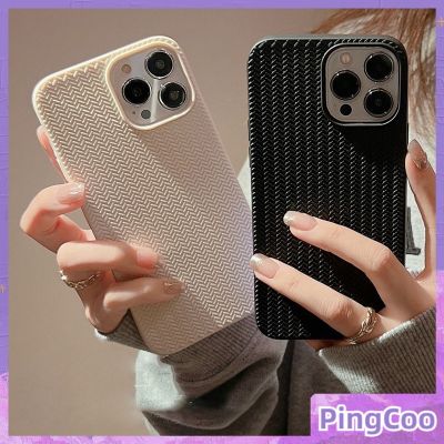 PingCoo - เคสไอโฟน11 iPhone 14 13 12 XR Soft Woven Texture Color Protection Shockproof Back Cover