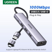 UGREEN USB Ethernet USB 3.0 2.0ไปยังฮับ RJ45สำหรับคอมพิวเตอร์ Xiaomi Mi 3 S Set-Top Ethernet Adapter การ์ดเครือข่าย USB Lan