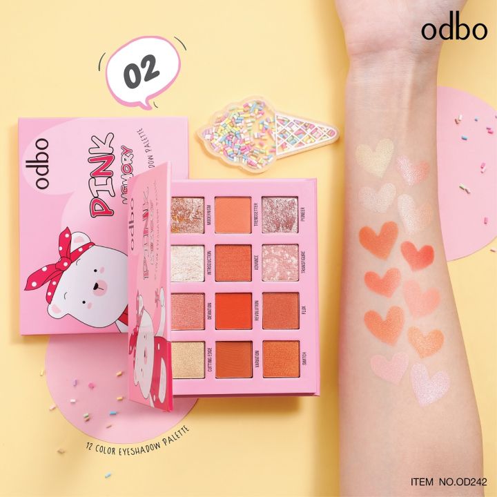 odbo-โอดีบีโอ-พิ้งค์-เมมโมรี่-ทเวลฟ์-คัลเลอร์-อายแชโดว์-พาเลท-od242