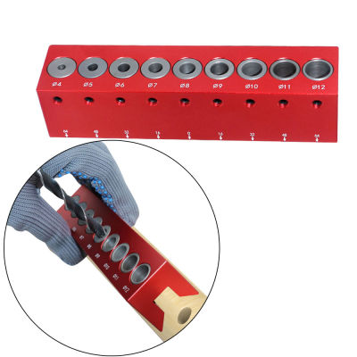 4-12mm Pocket Hole Doweling Jig Woodworking Vertical Dowel Jig 9-Hole Self Centering Drill Bit Guide fixer Punching Hole Locator