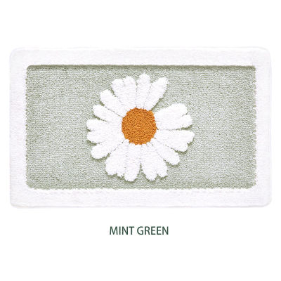 Home Bath Mat Non-slip Bathroom Entrance Mat Soft Non-Slip Absorbent Creativity Daisy Doormat Living Room Toilet Floor Rug Decor