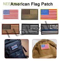 【hot sale】 ✗ B15 NEEDWAY Thread Clothes Stickers USA Appliques Iron On Patches Tactics Sew On Patriotic American Garment Flag Embroidered