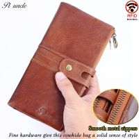 ZZOOI Men Clutch Wallet Hot Sale Genuine Leather Long Wallet Male Coin Purse Zipper Money Bag For Iphone8 Portemonnee Mens Walet