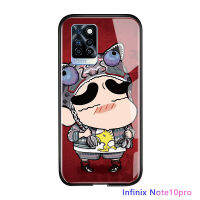 UCUC เคสโทรศัพท์เคสสำหรับ Infinix Note 10 Pro NFC ปลอกอะนิเมะสำหรับหญิง Chibi Maruko Crayon สำหรับ Man แฟชั่นชุดปลอก Glossy กระจกเทมเปอร์ฝาหลัง